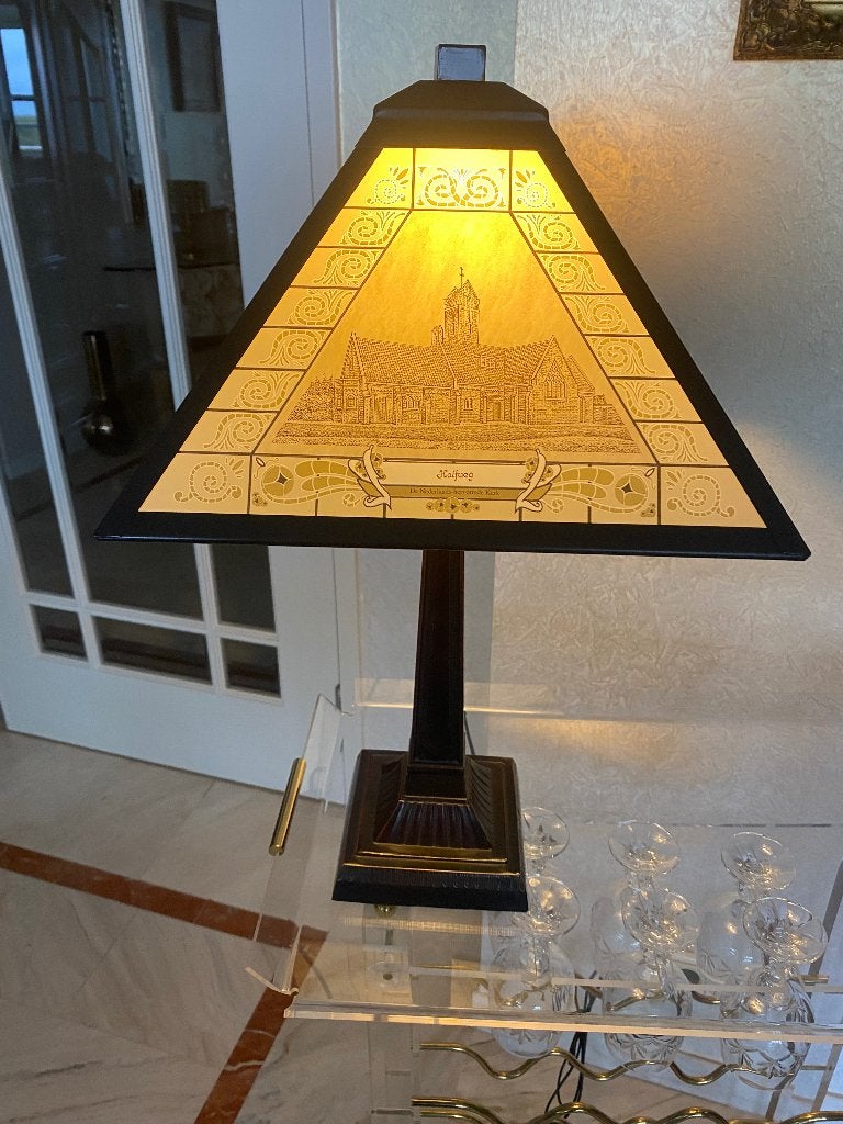 Lamp met kap met historische locaties in Halfweg, Ophalen, Zo goed als nieuw, Overige materialen, E40