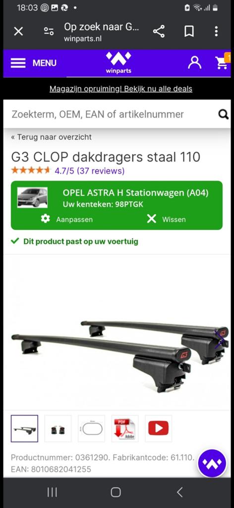 Dakdragers  opel astra, Ophalen of Verzenden