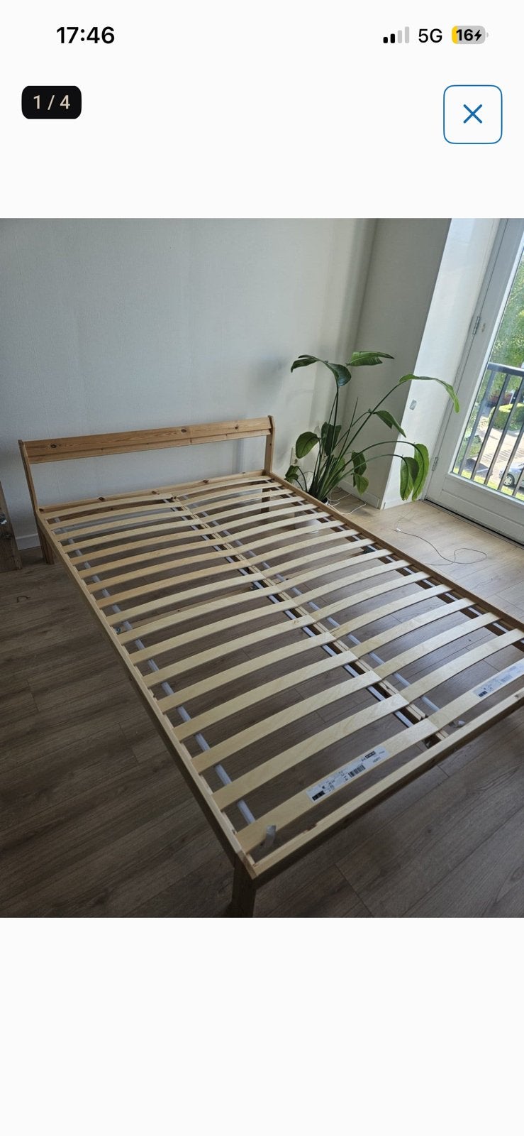 Neiden bed Ikea (+lattenbodem +matras) 140x200, Ophalen, Gebruikt, Beige, Tweepersoons