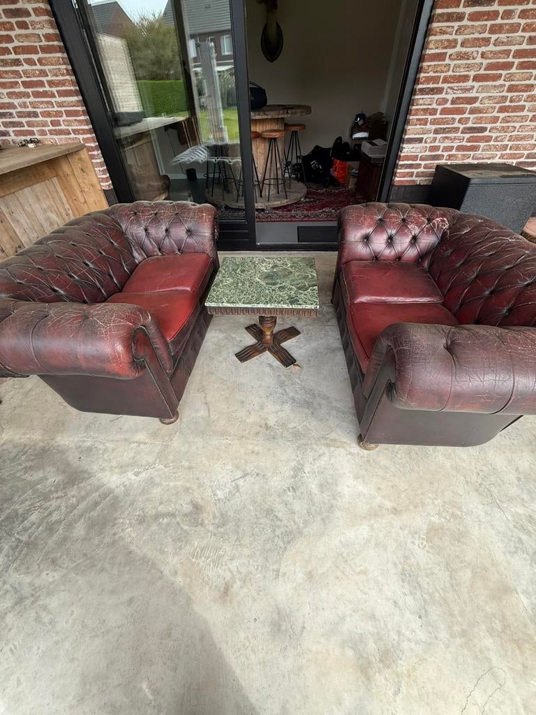 Chesterfield set, Ophalen of Verzenden, Zo goed als nieuw, 75 tot 100 cm