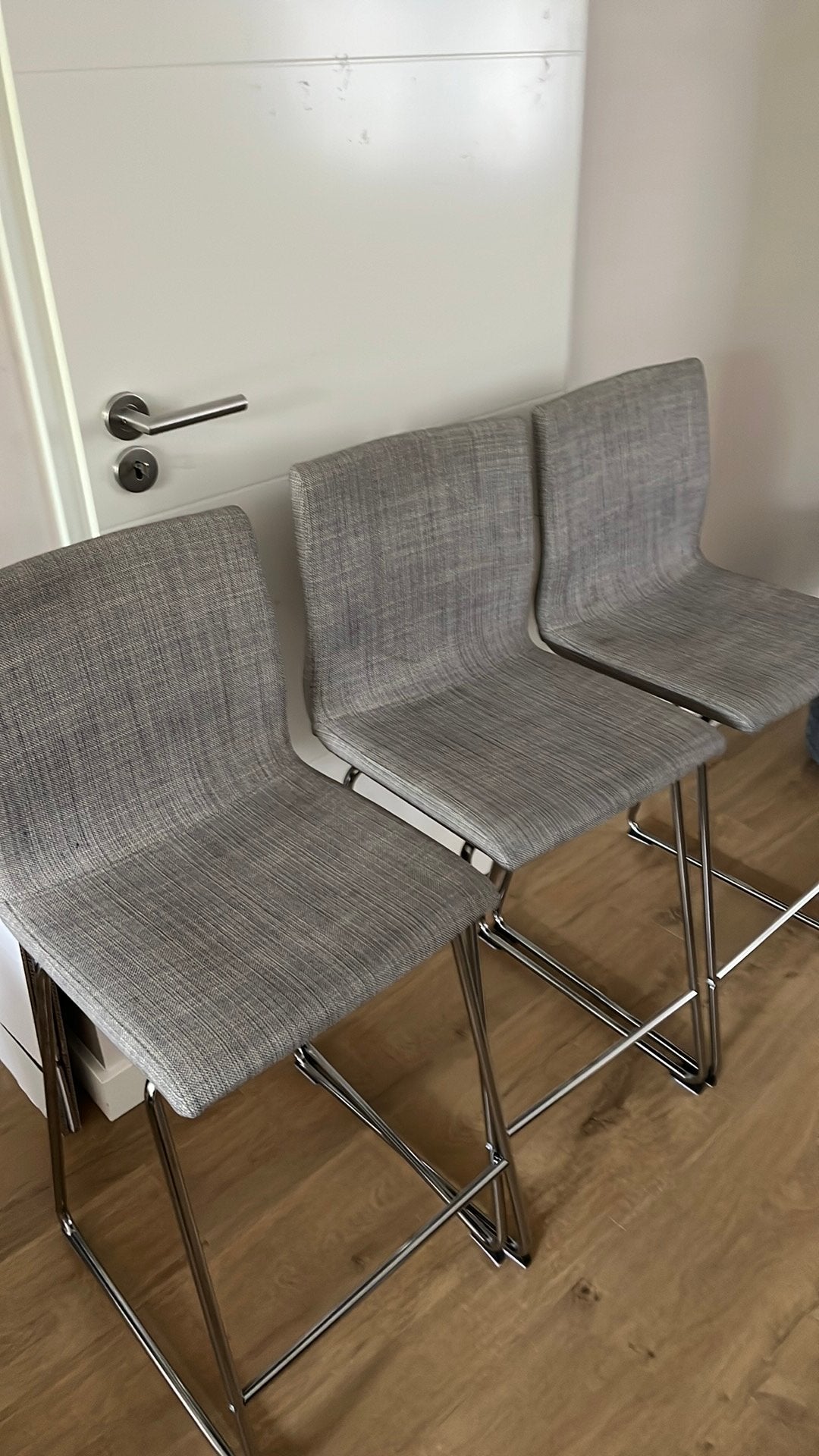 3 x Barkruk - Ikea Volfgang - Licht grijs, Ophalen, Gebruikt, Metaal, 90 cm of meer