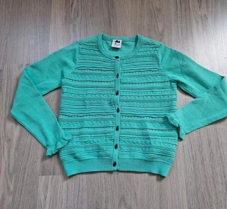 JM vestje (mooie kleur groen) maat 122 - 128, Meisje, Trui of Vest, Ophalen of Verzenden, Zo goed als nieuw