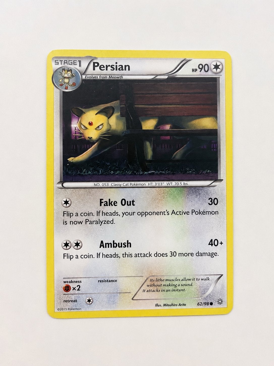 Pokémon Kaart: Persian (Perzisch) - Stage 1, Ophalen of Verzenden, Gebruikt, Losse kaart