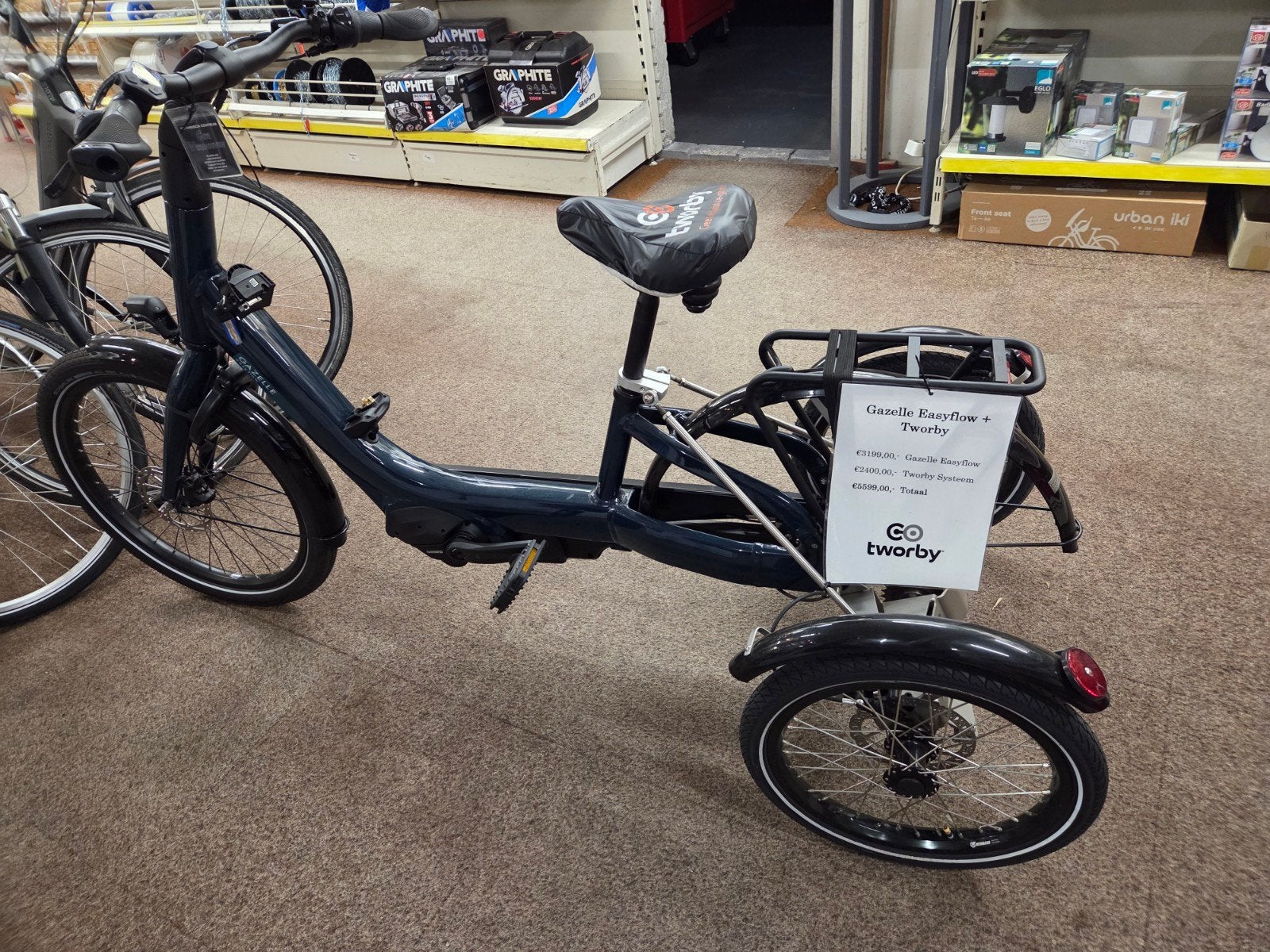 Gazelle Easyflow + Tworby driewieler, Fietsen en Brommers, Ophalen, Verstelbare zitting, Nieuw, Schijfrem