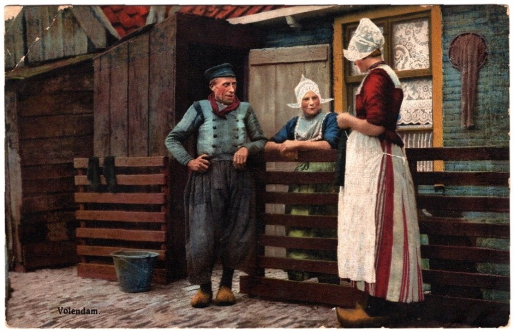 Oude Ansichtkaart Volendam Klederdracht Frankrijk 1939, Ophalen of Verzenden, 1920 tot 1940, Gelopen, Noord-Holland