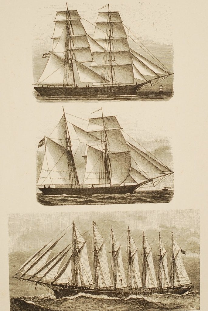Schepen - Antieke illustratie (1892), Verzenden, Voor 1940, Zo goed als nieuw, Overige onderwerpen
