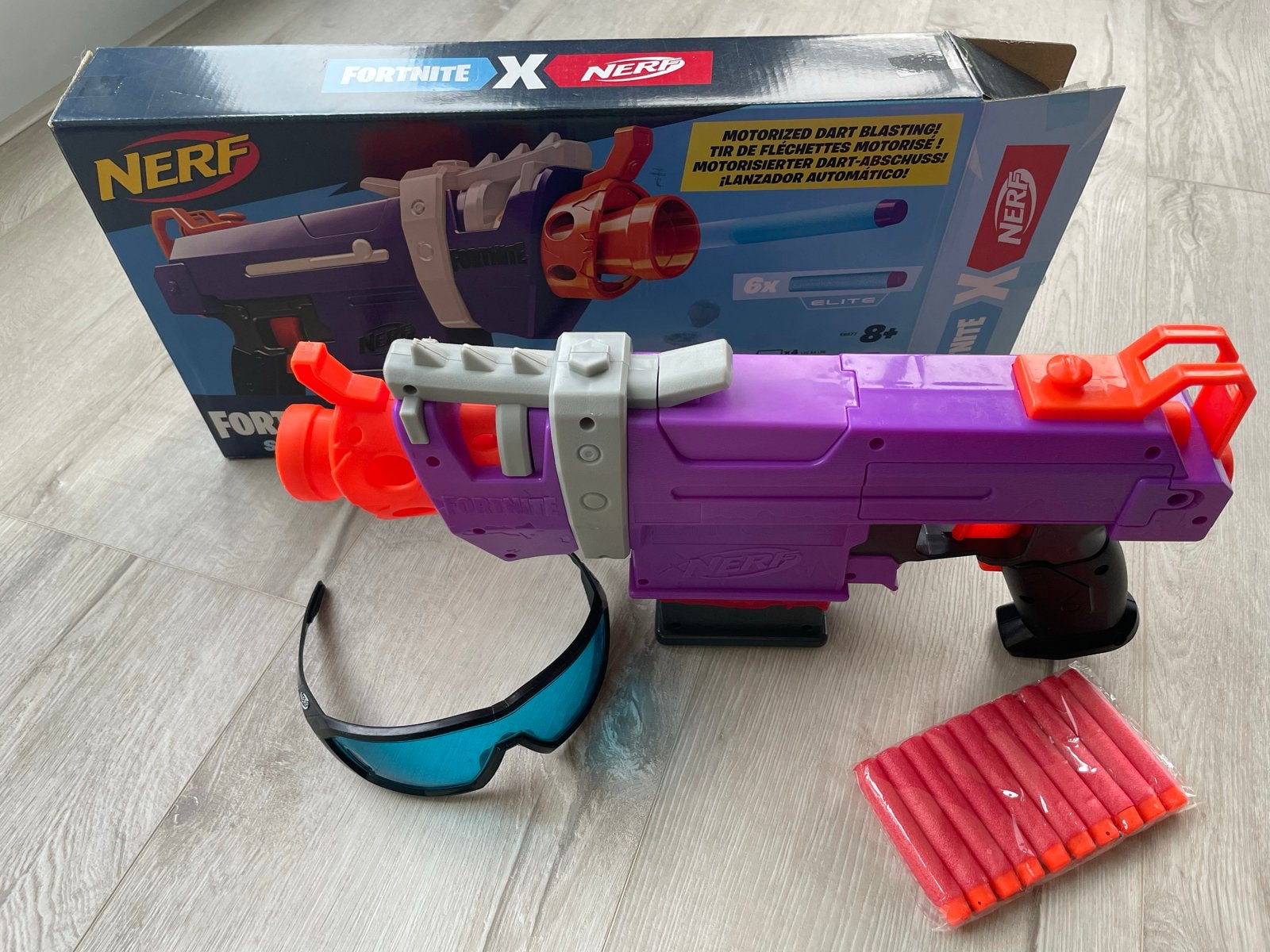 Fortnite Nerf SMG-E met pijltjes en veiligheidsbril, Ophalen of Verzenden, Zo goed als nieuw, Jongen of Meisje