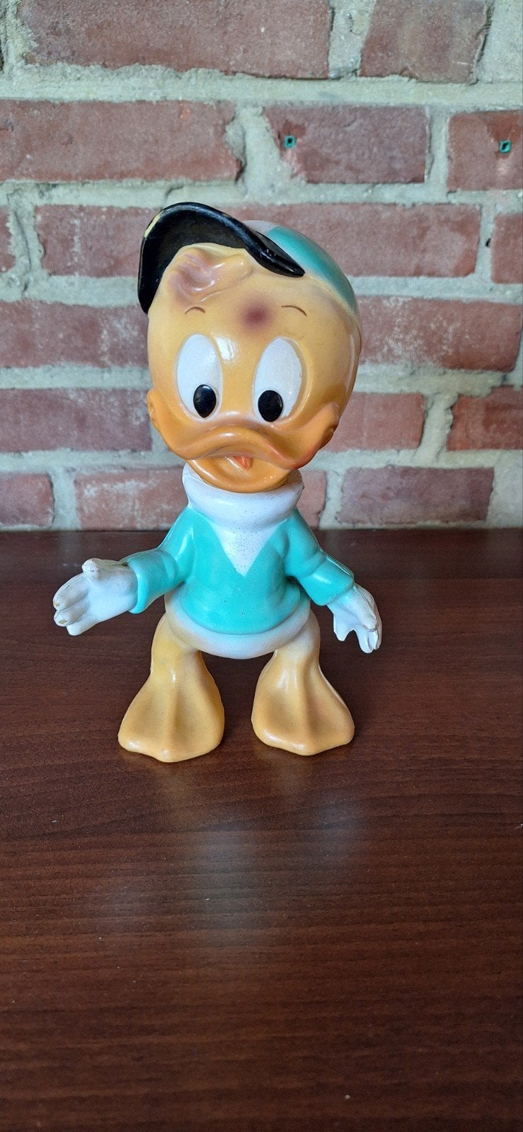 Vintage  Disney  plastic bad eend kwik, kwek, kwak uit 19626, Ophalen of Verzenden, Donald Duck, Gebruikt, Beeldje of Figuurtje
