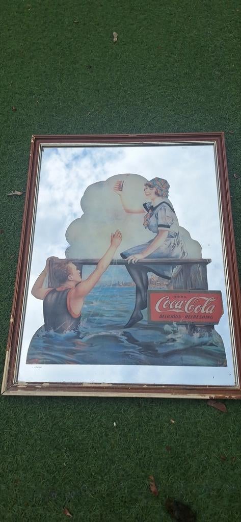 Coca cola reclame spiegel, Verzamelen, Reclamebord, Gebruikt, ., Coca cola