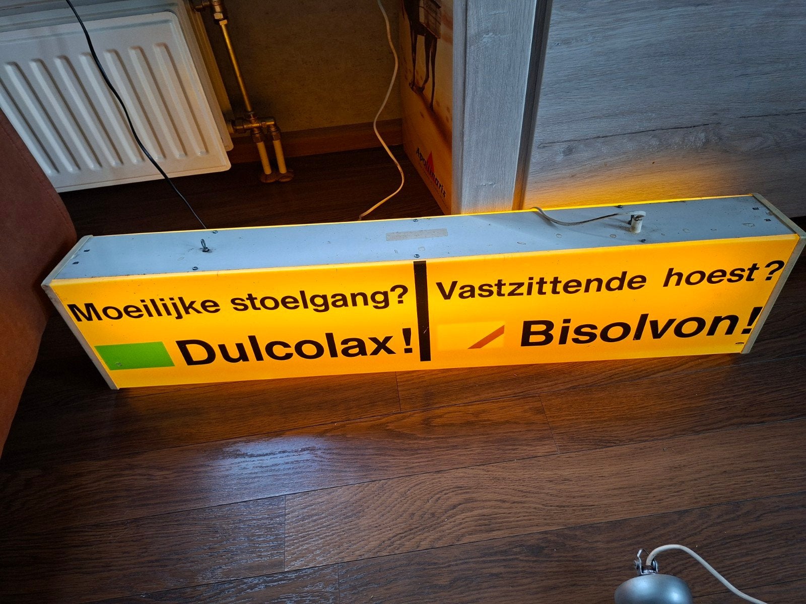 Vintage Dulcolax Bisolvon Lichtbak Reclamebord, Ophalen of Verzenden, Gebruikt, Lichtbak of (neon) lamp