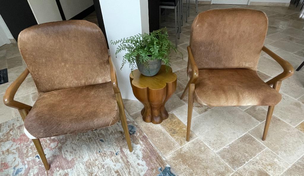 fauteuil- salon stoelen set van koeienhuid, Ophalen, Minder dan 75 cm, Zo goed als nieuw, Leer