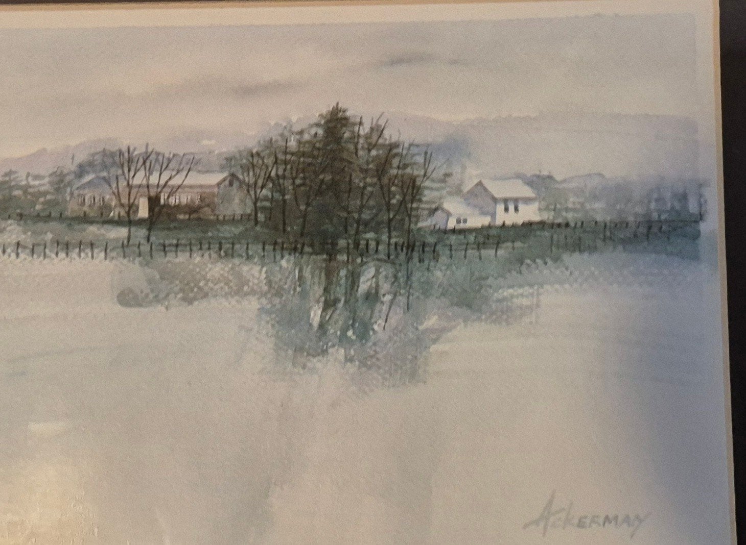 Aquarel Frank Edward Ackerman, Verzenden, Klassiek, Aquarel, Landschap