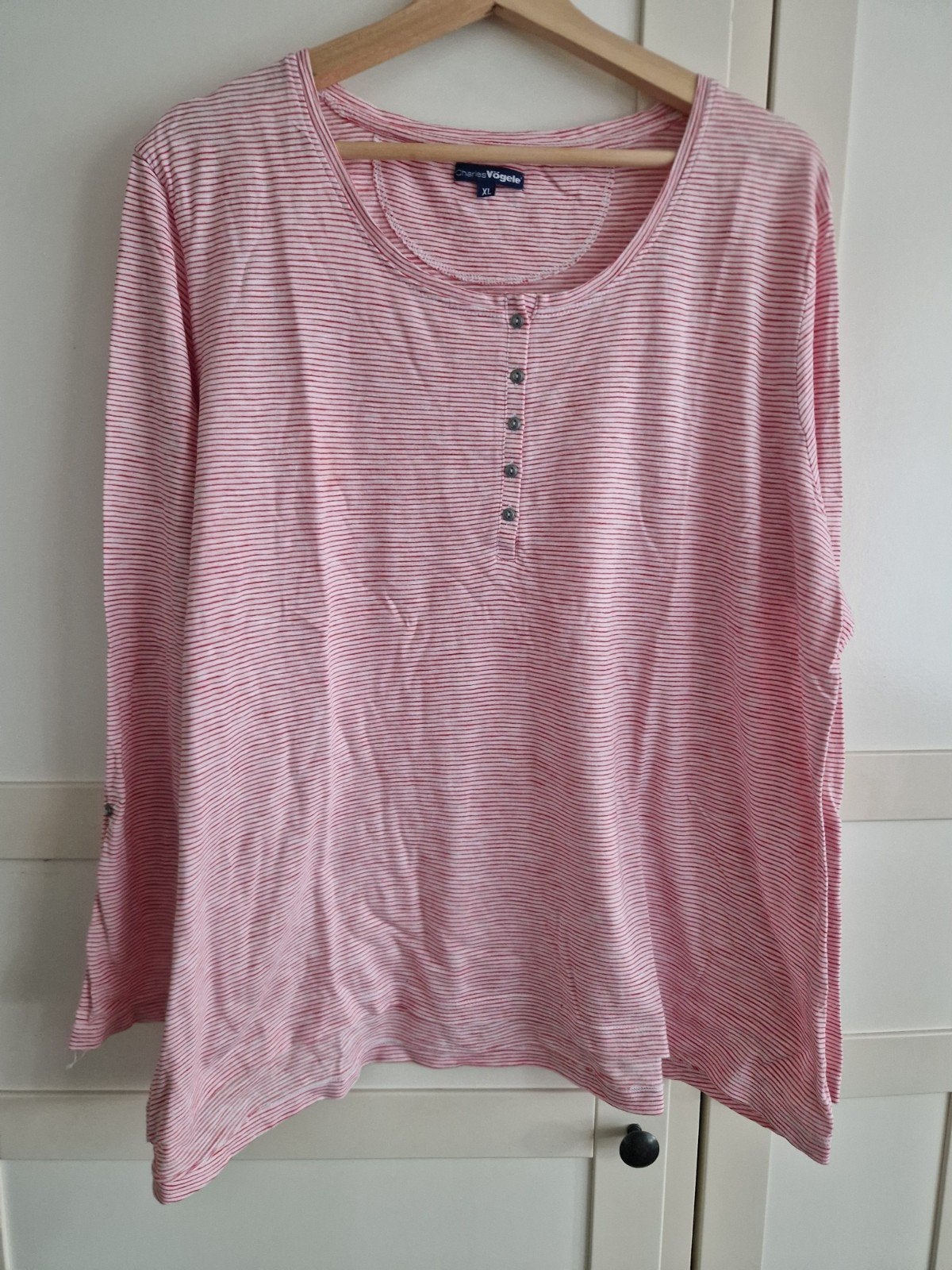 Charles Vögele longsleeve met oprolbare mouwen - Maat XL, Maat 46/48 (XL) of groter, Ophalen of Verzenden, Lange mouw, Rood