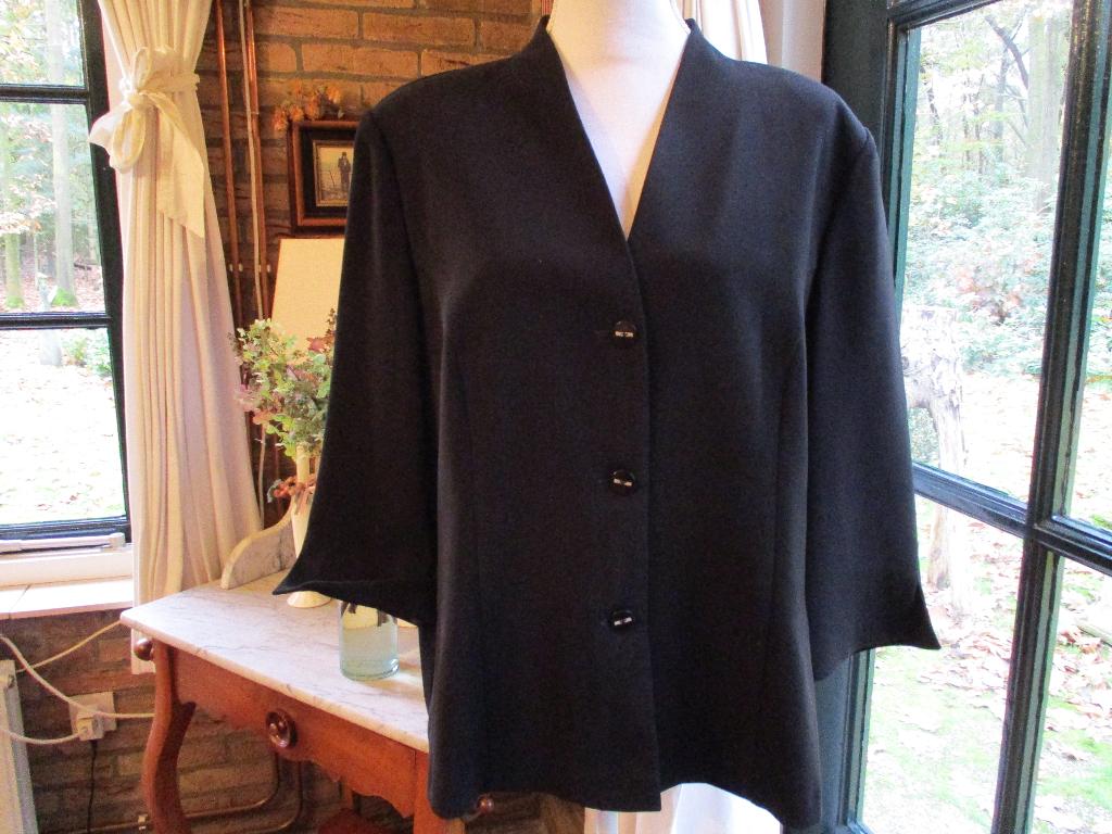 mj/HERMANN LANGE/vest/jasje/48=46 met 7/8 mouw, Kleding | Dames, Grote Maten, Verzenden, Zwart, Trui of Vest, Zo goed als nieuw