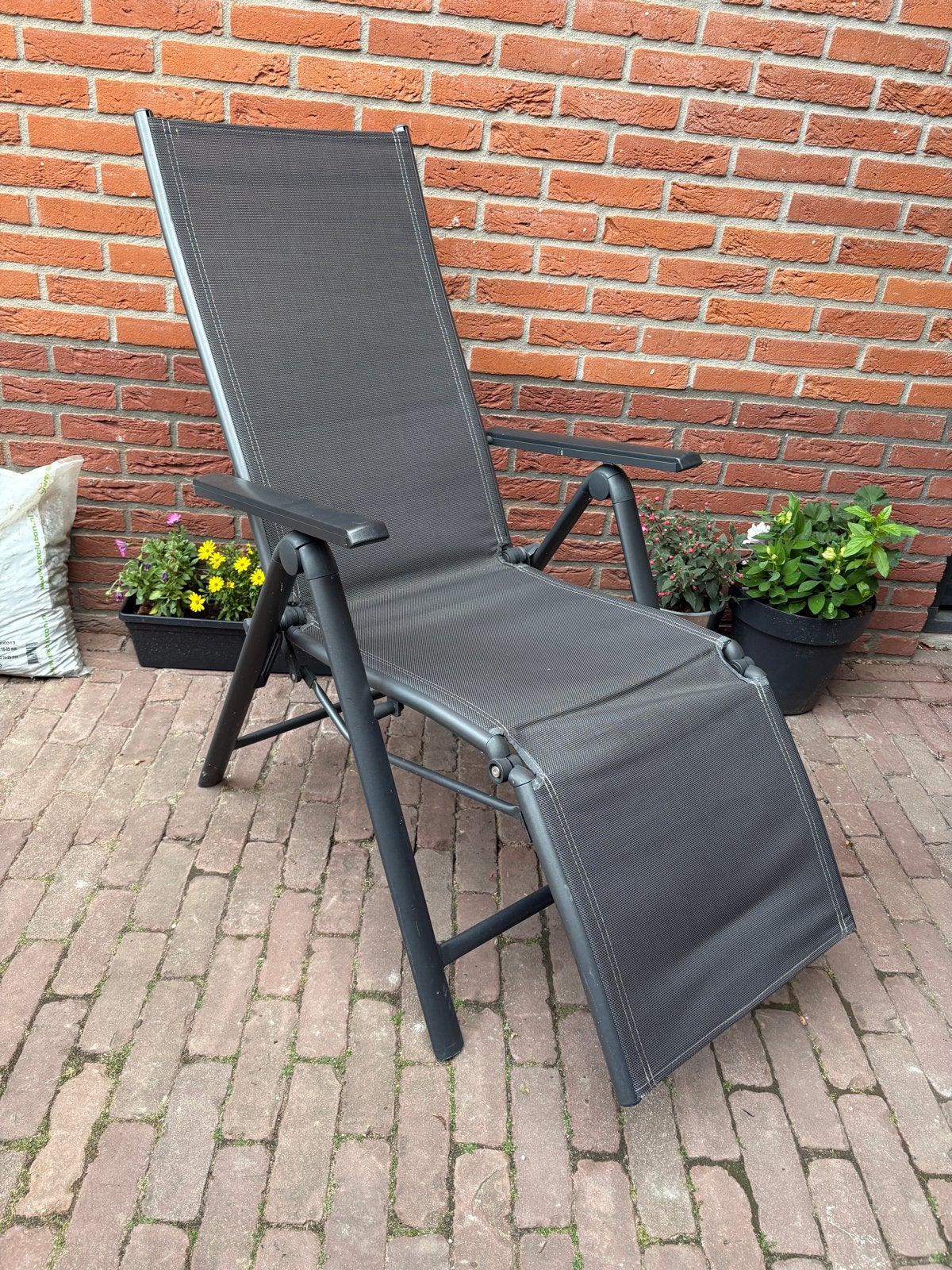 2 verstelbare tuinstoelen Livarno Home, Tuin en Terras, Ophalen, Gebruikt, Textileen, Verstelbaar