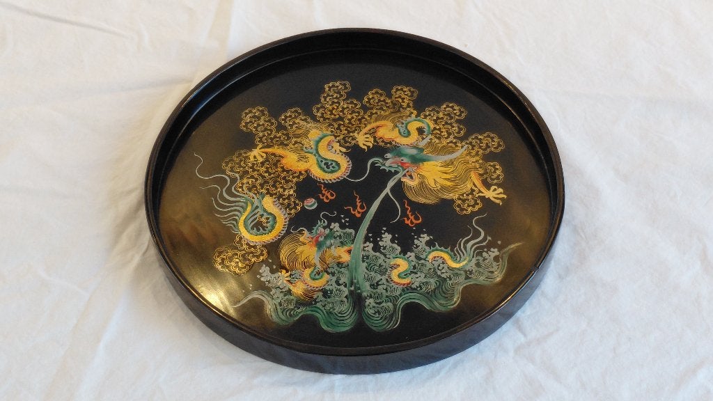 Vintage Chinees dienblad, Hout, Overige typen, 39 cm, China