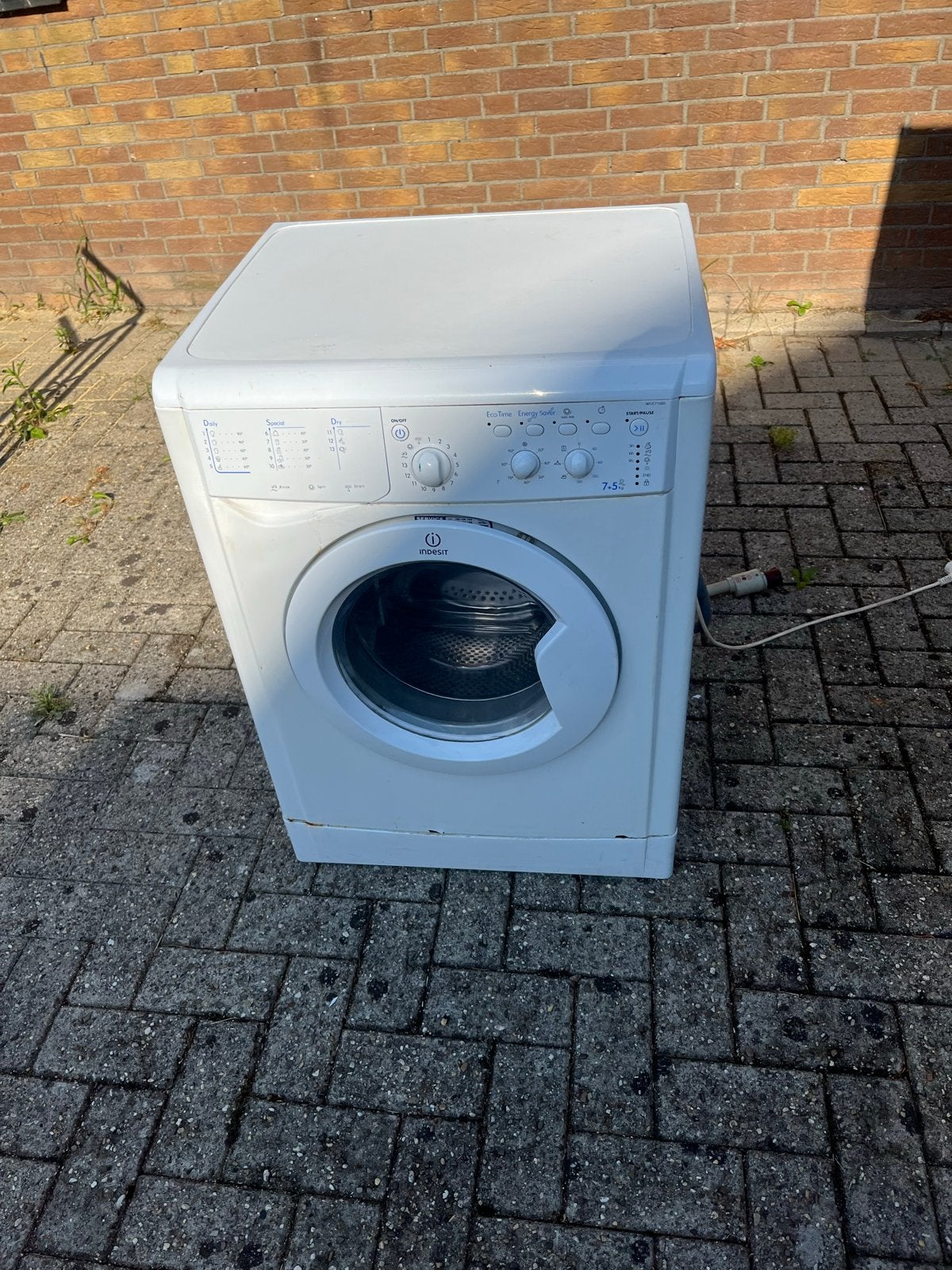 Indesit Wasmachine 7.5 kg - Gebruikt, Gebruikt, Ophalen of Verzenden, Voorlader, 85 tot 90 cm