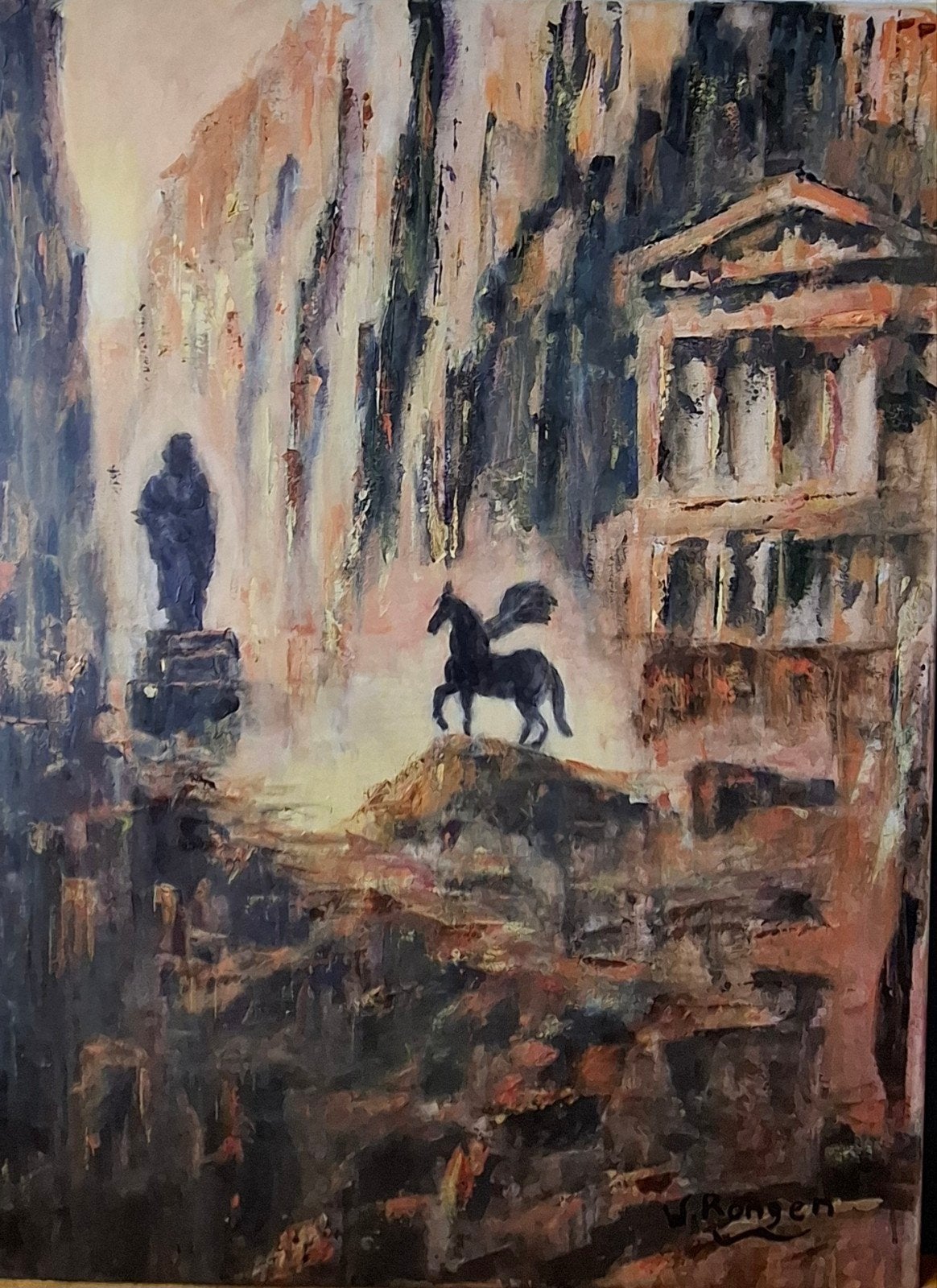 Olieverfschilderij: Pegasus in groeve, Ophalen, Doek, Olieverf, Klassiek
