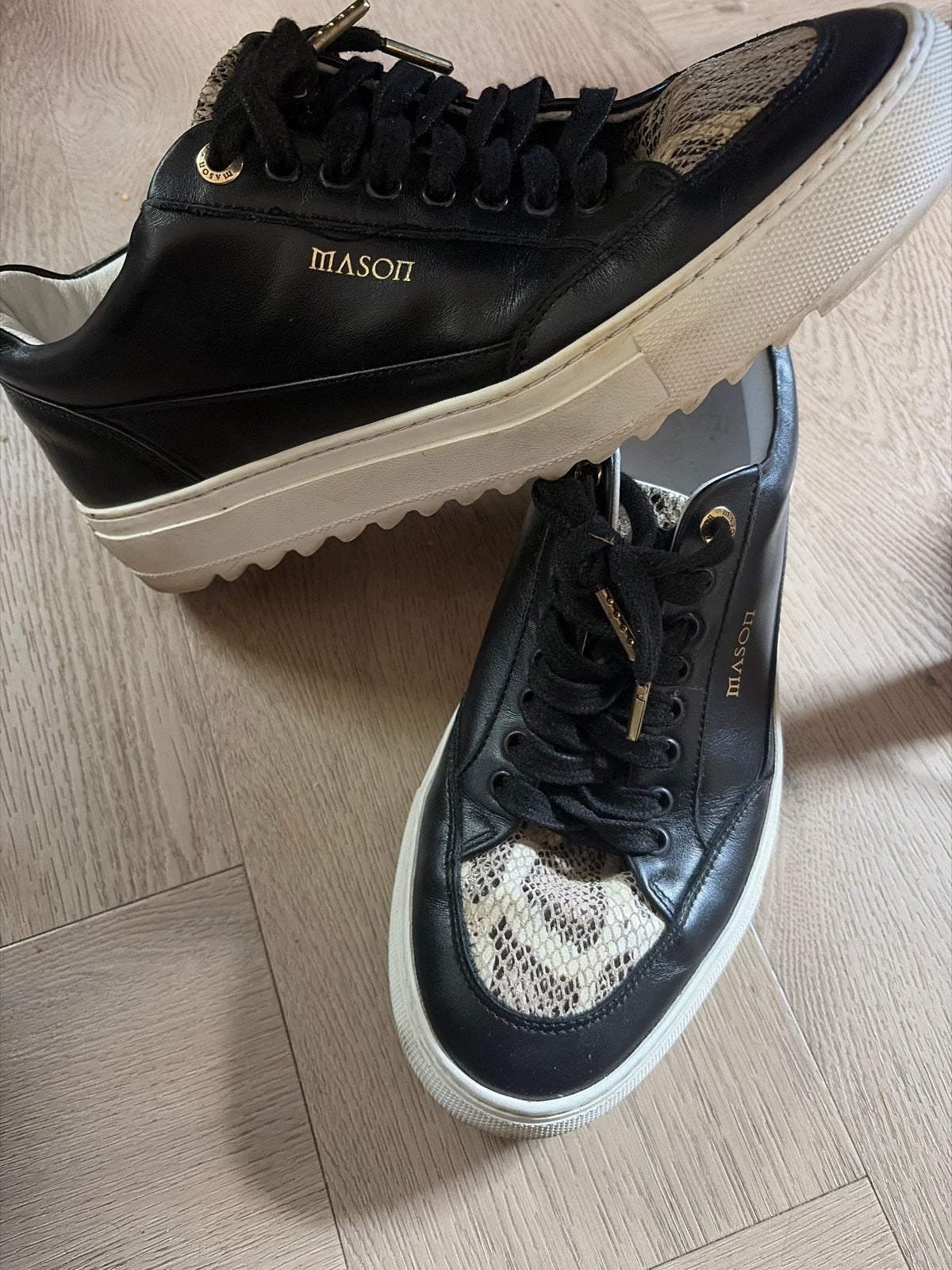 Mason Garments Sneakers Zwart met Slangenprint, Ophalen of Verzenden, Zo goed als nieuw, Zwart, Sneakers of Gympen