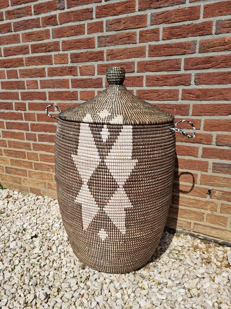 Afrikaanse wasmand opbergmand zwart uit Senegal, Ophalen of Verzenden, Nieuw