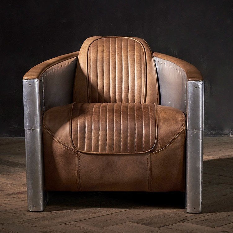 Aviator stoel fauteuil maverick - voorraad - hoge korting, Aviator Industrieel, Bruin, Nieuw, Ophalen of Verzenden