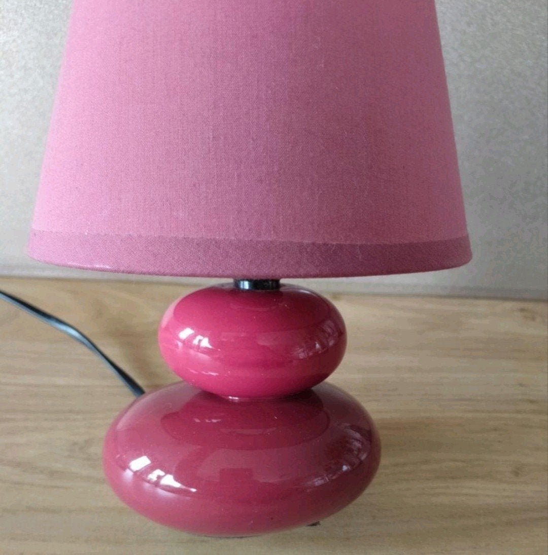 Tafellamp bordeaux met roze stoffen kap-Herfst kleuren, Met schakelaar, E14 (klein), Nieuw, Sfeerlamp