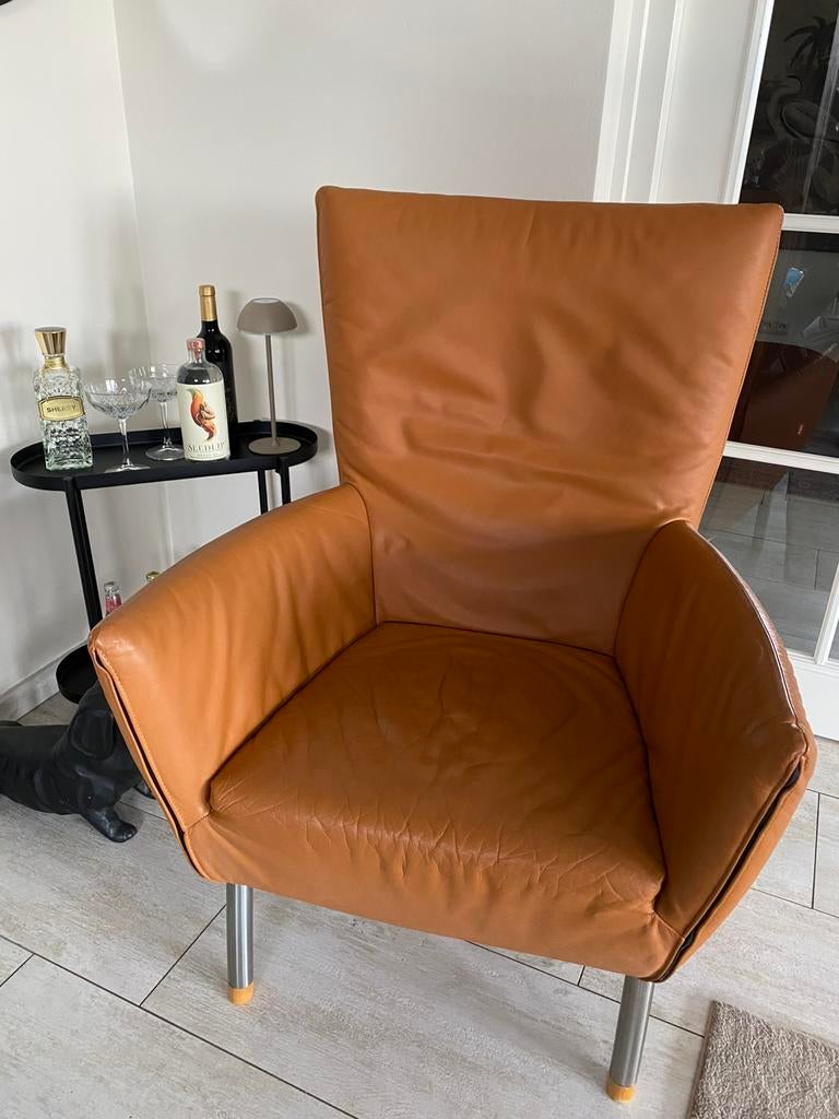 FOXX fauteuil | Gerard van den Berg | cognackleurig, Huis en Inrichting, Fauteuils, Ophalen, Zo goed als nieuw, 75 tot 100 cm