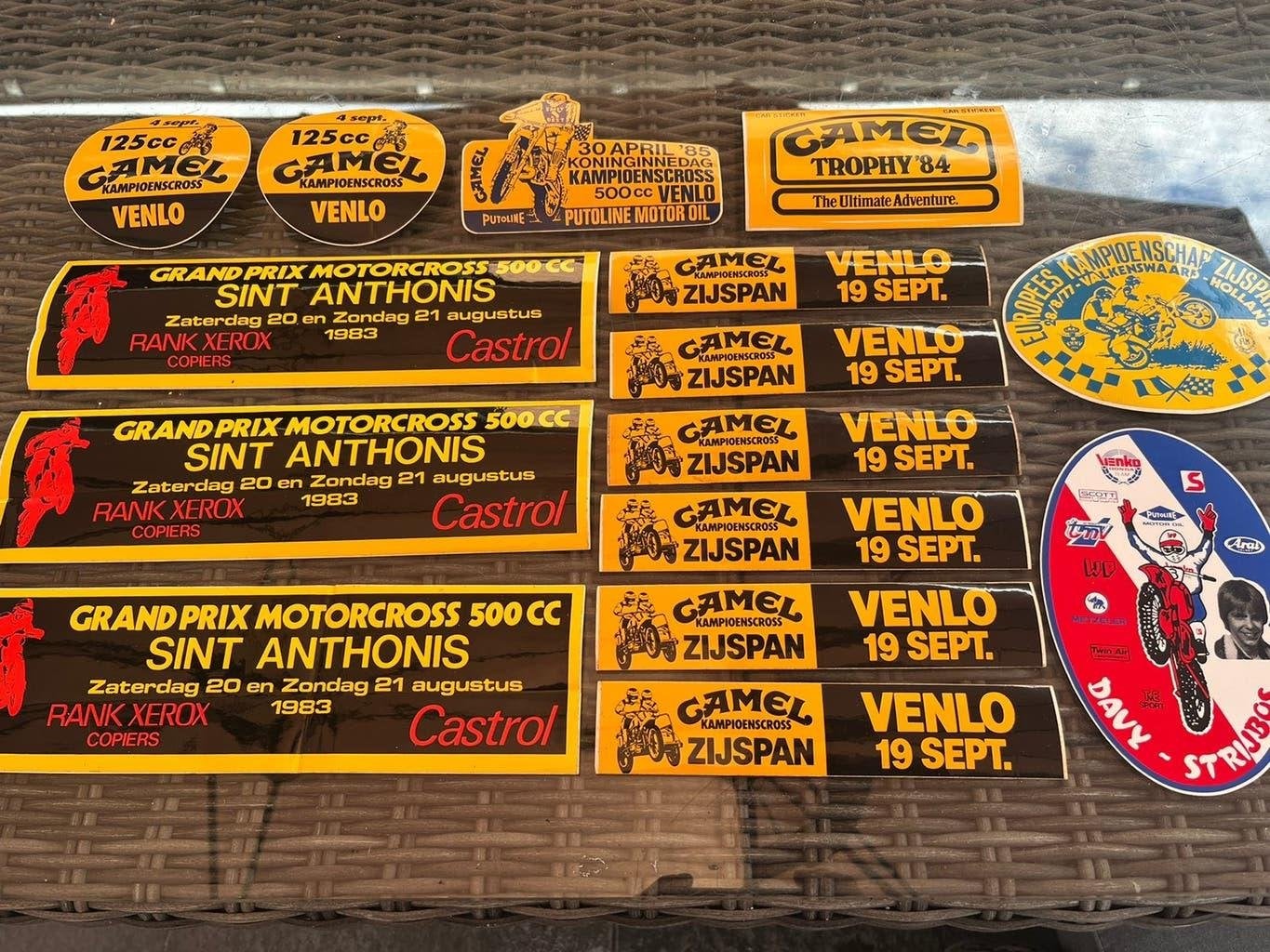 Vintage stickers kampioens motorcross venlo en diverse, Ophalen, Zo goed als nieuw