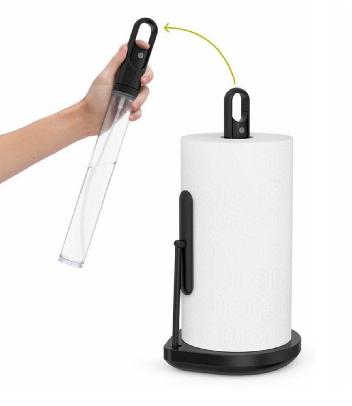 SimpleHuman KEUKENROLHOUDER MET POMP spray Zwart Als Nieuw!, Ophalen of Verzenden, Zo goed als nieuw, Zwart