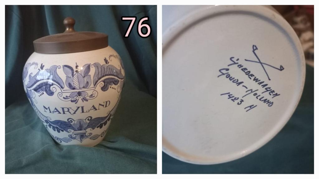 Delfts Blauw Goudewaagen Gouda Holland pot 'Maryland', Antiek en Kunst, Ophalen
