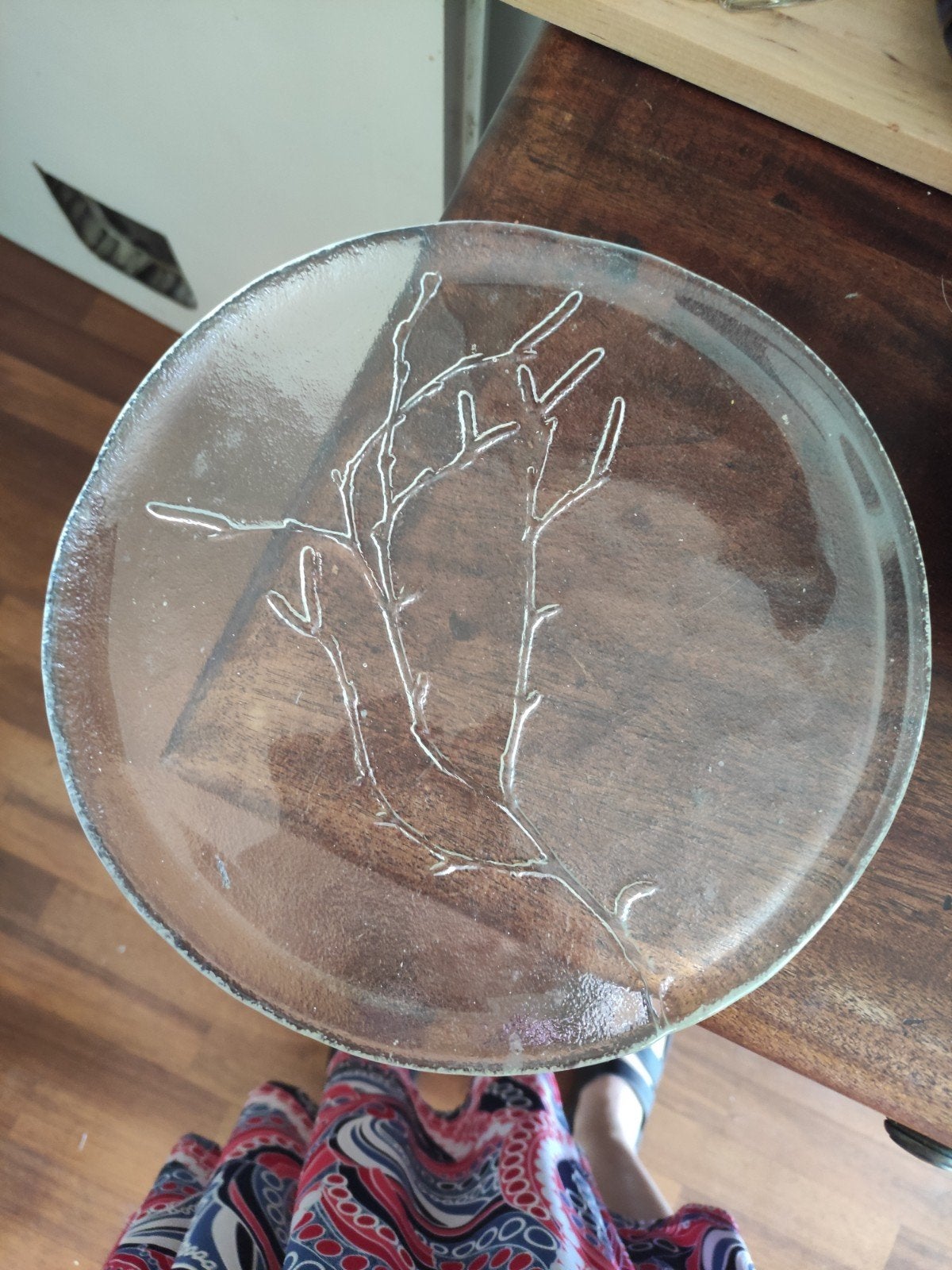 Vintage Glazen Schaal "Heiniä Kainalossa" Humppila Finland, Ophalen of Verzenden