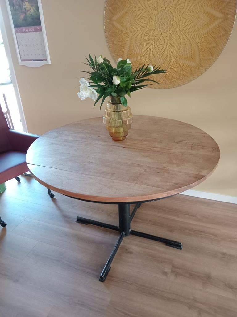 Teakhouten eettafel, Huis en Inrichting, Tafels | Eettafels, Ophalen, Gebruikt, Vier personen, 100 tot 150 cm
