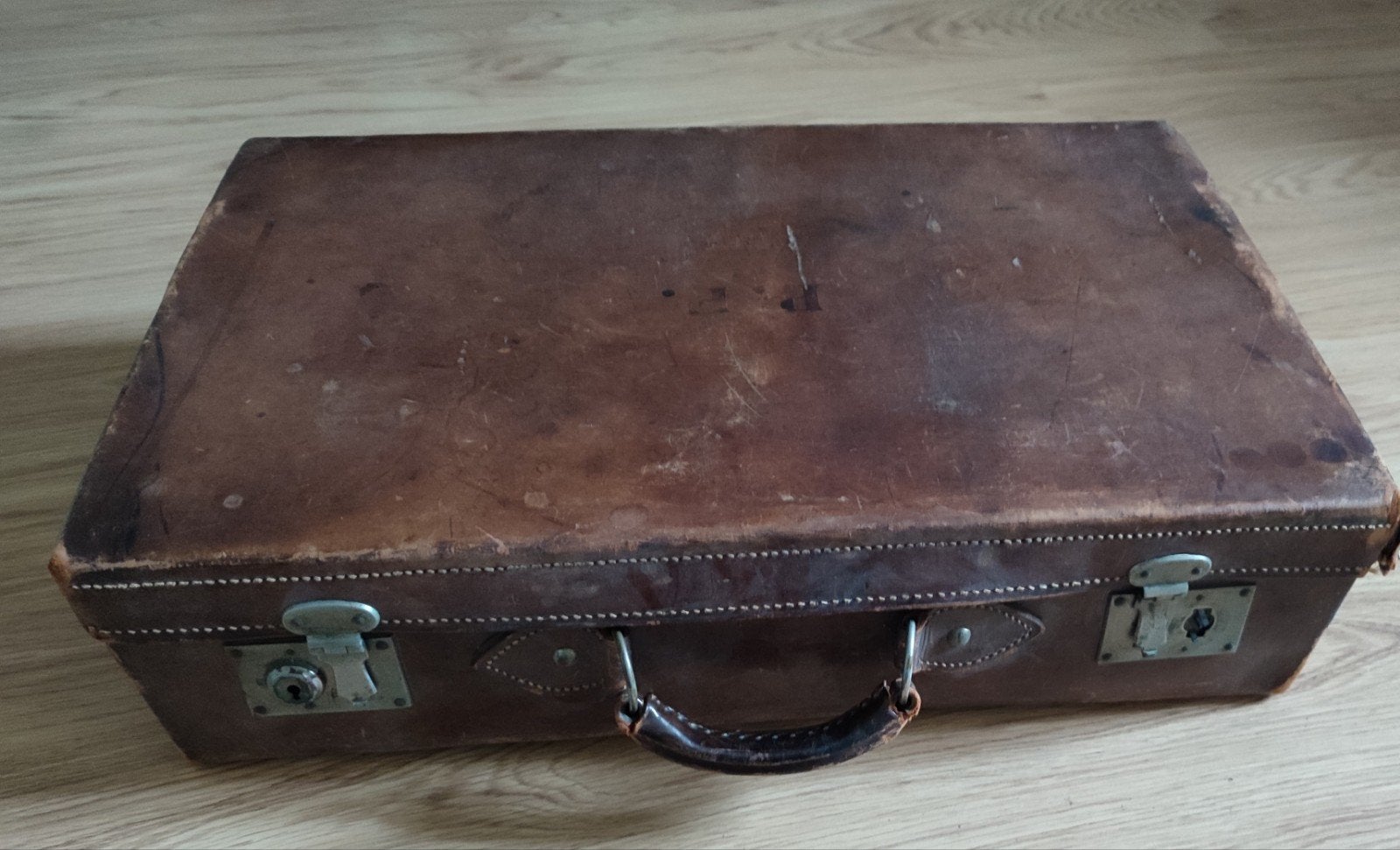 Vintage Leren Koffer - Decoratief met Gebruikssporen, Sieraden, Tassen en Uiterlijk, Ophalen