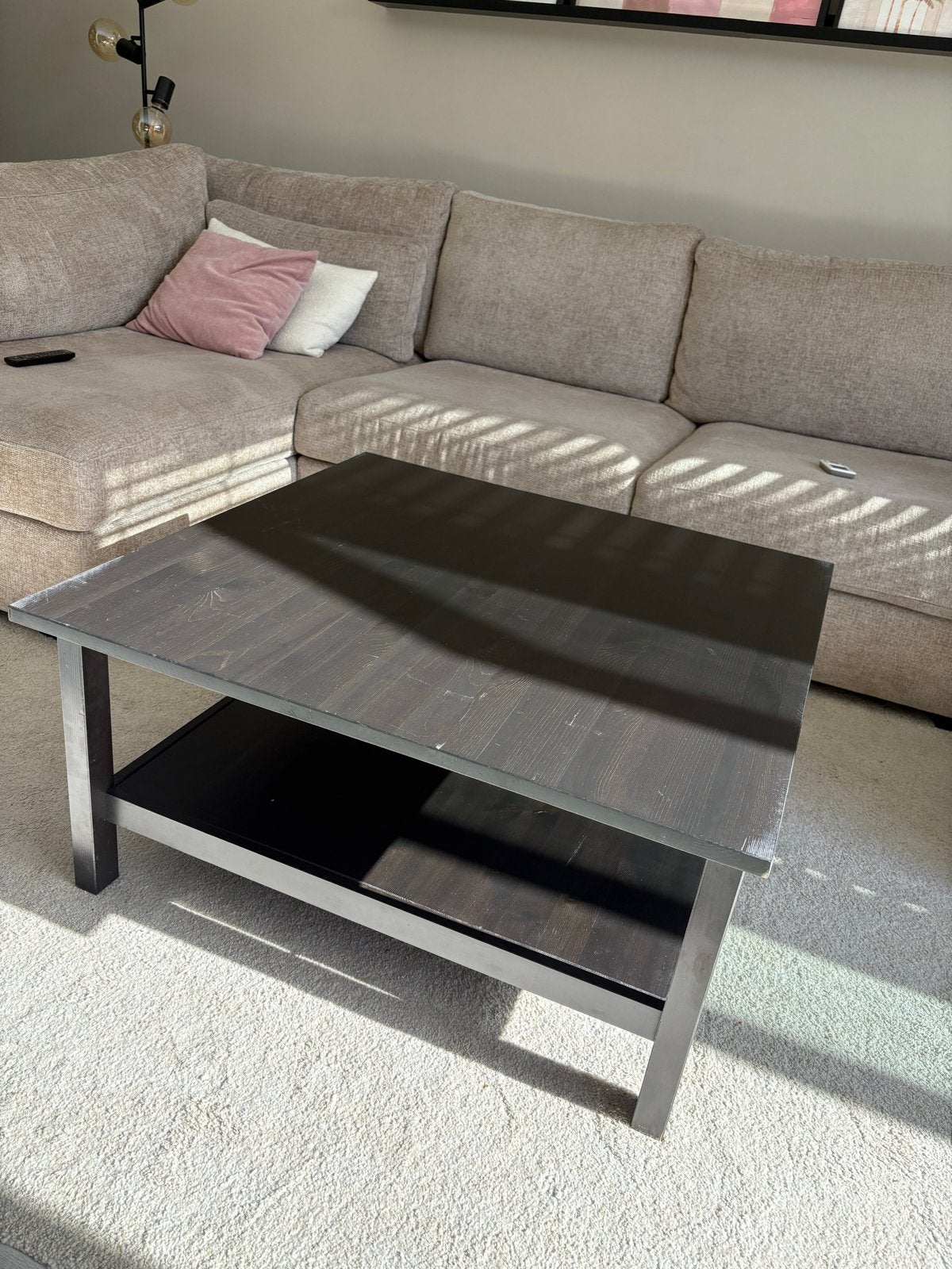 IKEA Hemnes salontafel - donker bruin, Ophalen, Gebruikt, 100 tot 150 cm, Vierkant