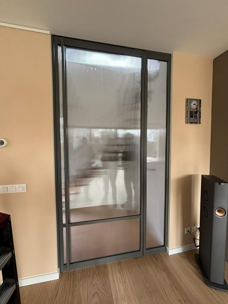 (NIEUW) taatsdeur met vast paneel RAL 7039 met ribbel glas, Ophalen, Binnendeur, Nieuw, Glas