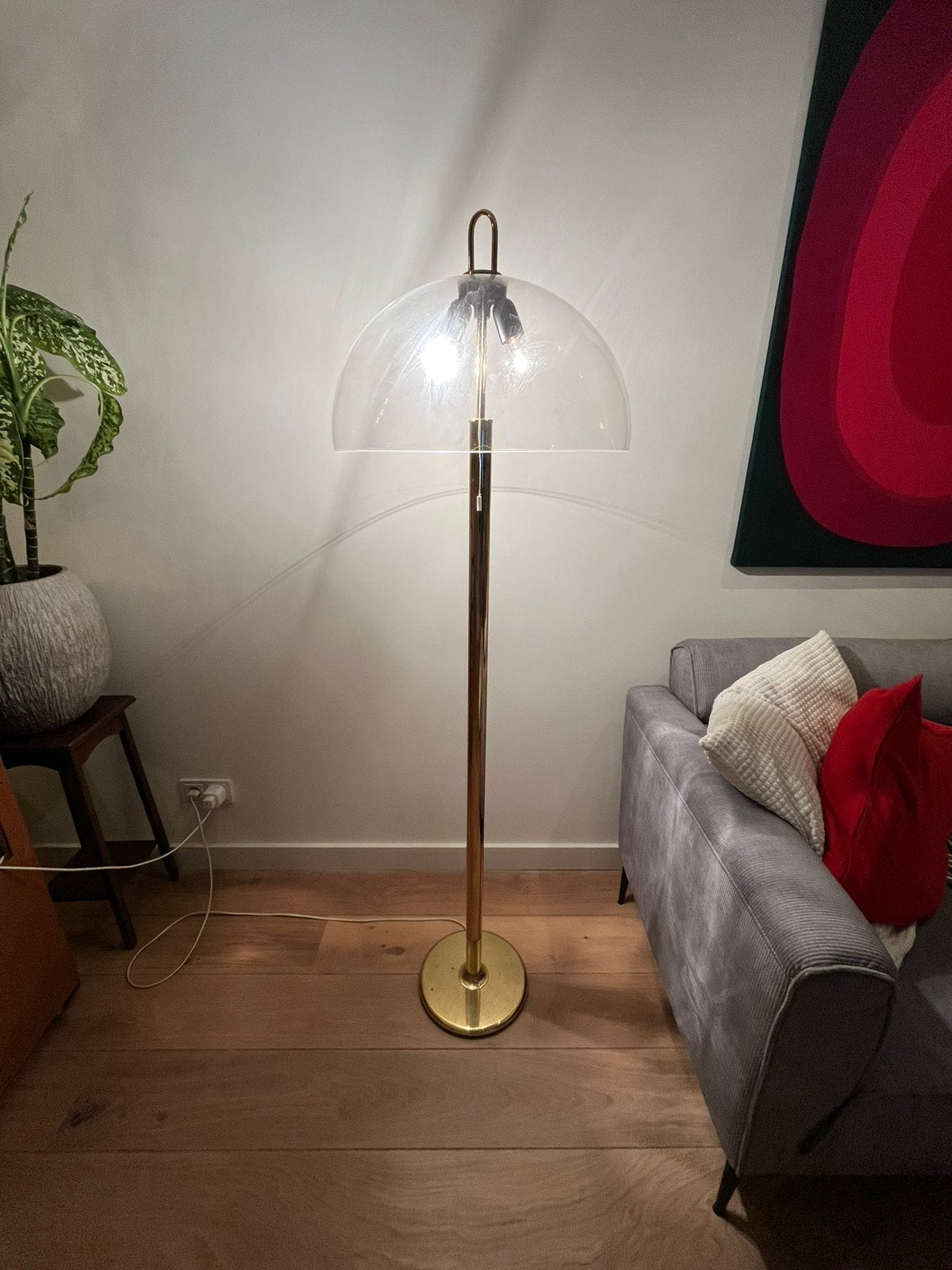 Vintage messing Wila mushroom vloerlamp model A3909, Huis en Inrichting, Lampen | Vloerlampen, Ophalen, Gebruikt, Vintage, E27 (groot)