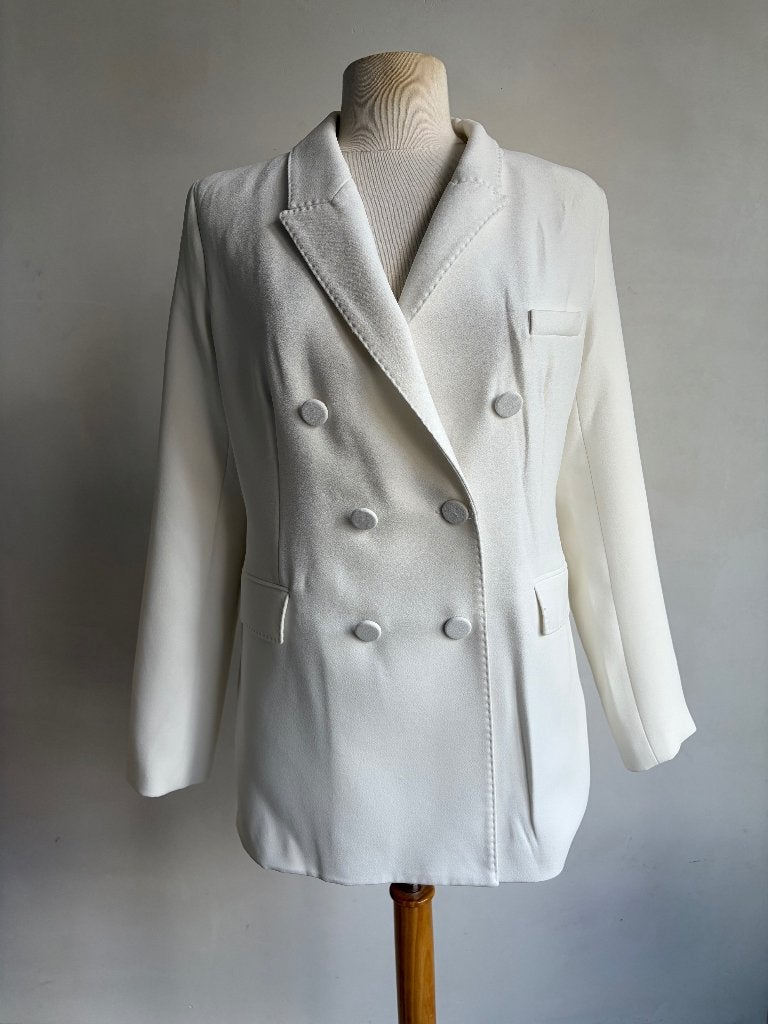 zara blazer wit creme maat xl, Kleding | Dames, Verzenden, Maat 46/48 (XL) of groter, Zo goed als nieuw, Wit