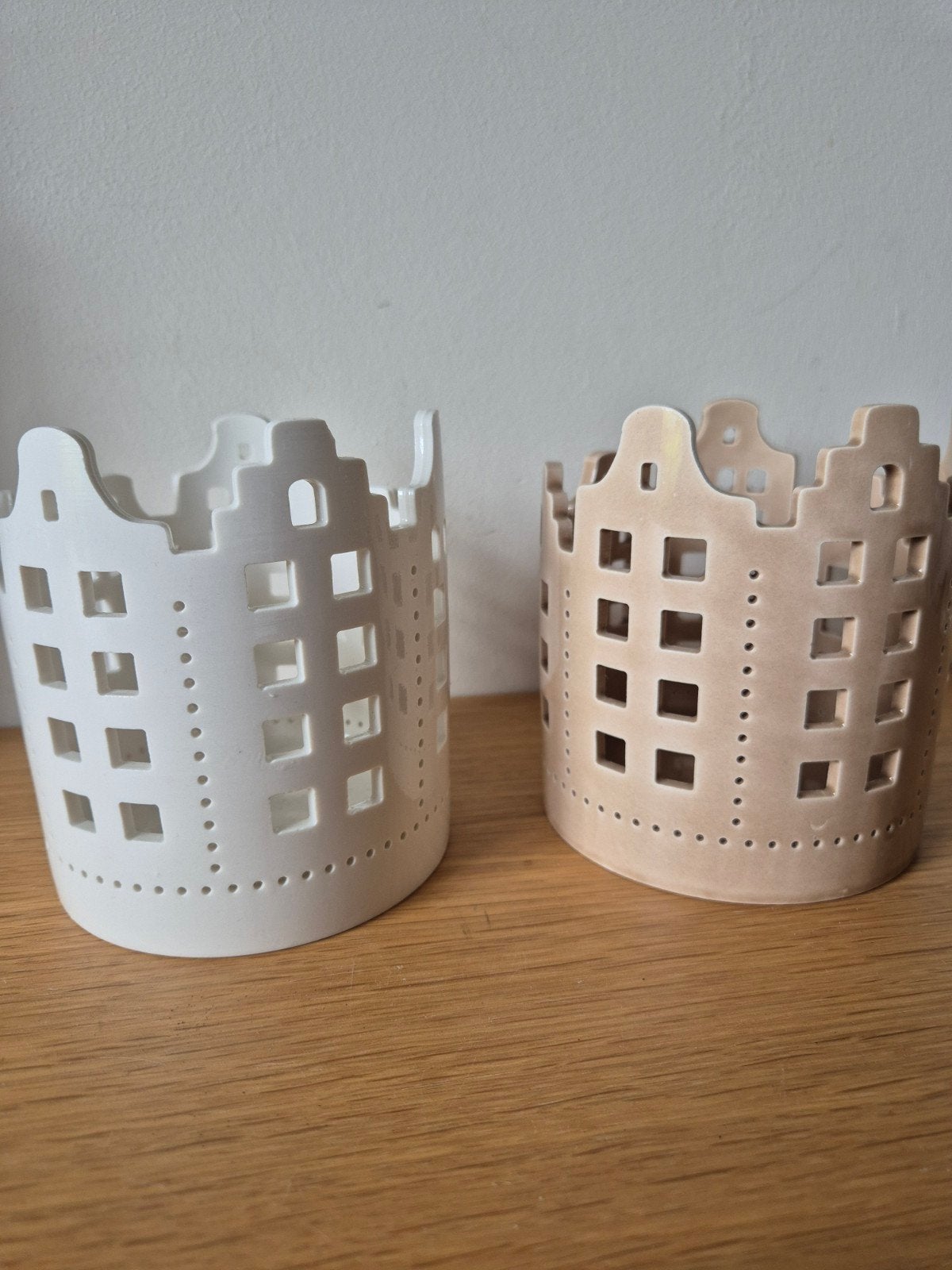 Waxinelichten grachtenpand, Ophalen of Verzenden, Beige, Steen/keramiek
