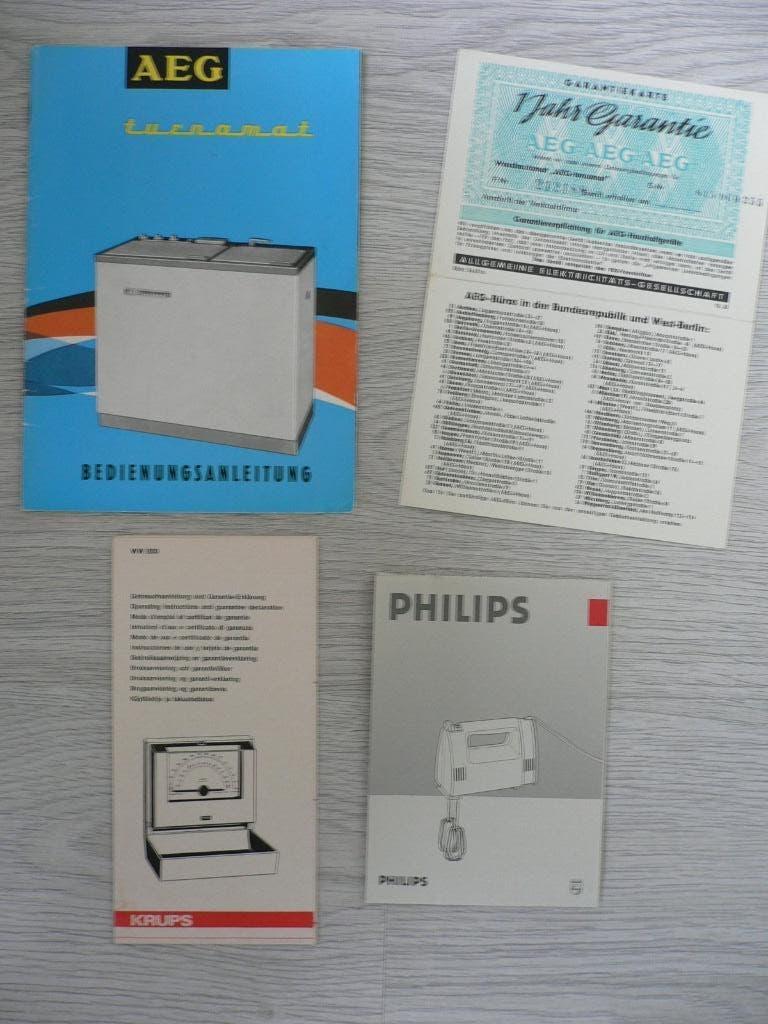 gebruiksaanwijzingen jaren '60: AEG Turnamat, Krups, Philips, Ophalen of Verzenden, Gebruikt, Overige typen