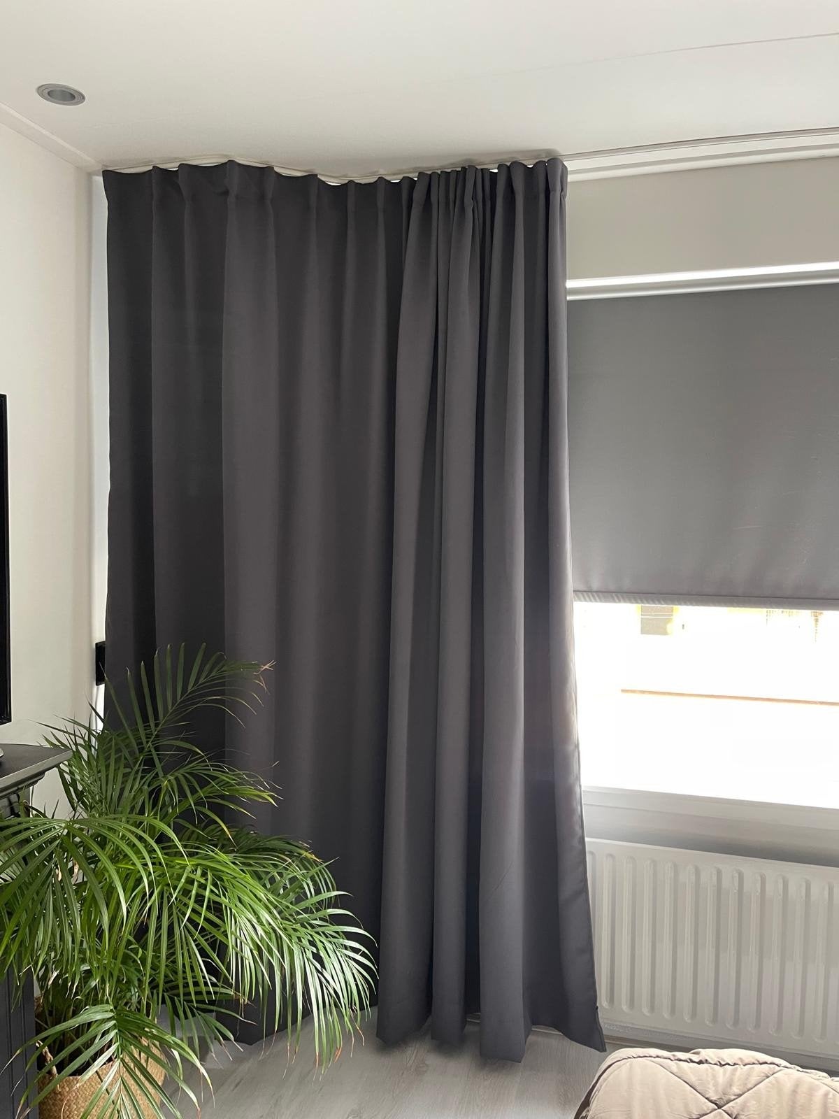 Verduisterende gordijnen suede grijs, Ophalen of Verzenden, Grijs, 100 tot 150 cm, 200 cm of meer
