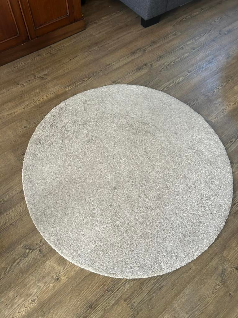 Rond laagpolig vloerkleed 130 cm (Ikea), Ophalen, Zo goed als nieuw, Rond, 100 tot 150 cm