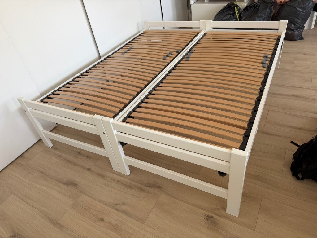 logeerbed / onderschuifbed te koop, Huis en Inrichting, Slaapkamer | Bedden, Ophalen, Gebruikt, Wit, Tweepersoons