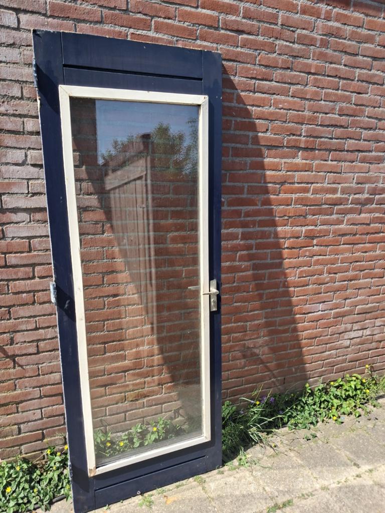 Hardhouten achterdeur dubbelglas83x217.5, Ophalen of Verzenden, Buitendeur, 200 tot 215 cm