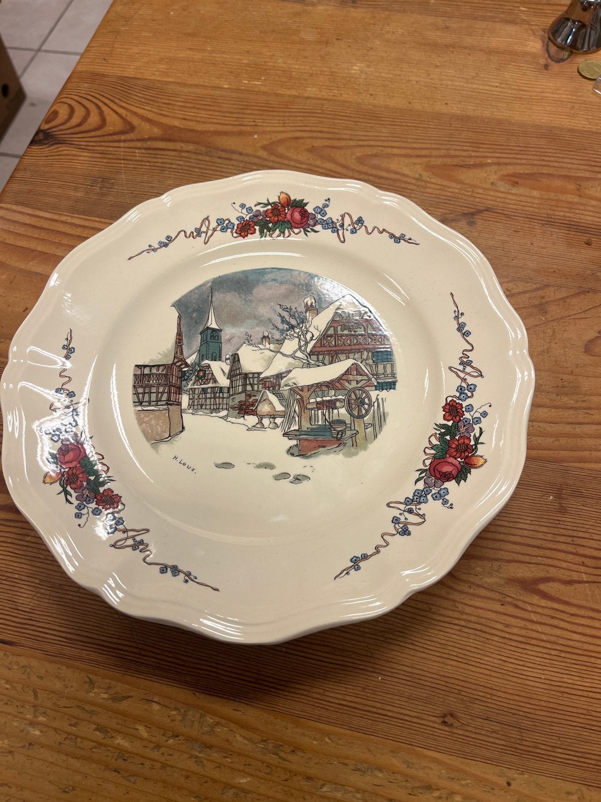 Vintage Oberna decoratieve wandbord met wintertafereel, Ophalen of Verzenden