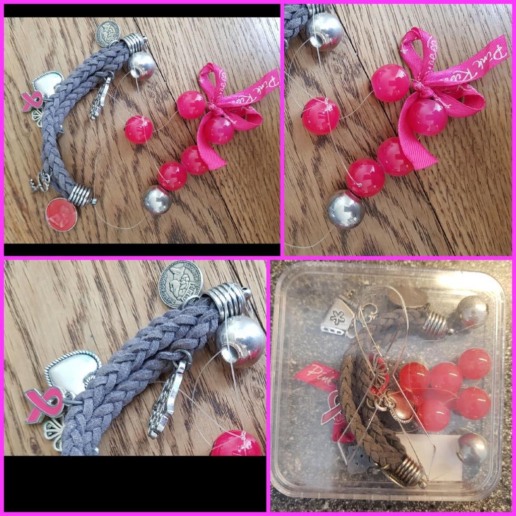 Pink ribbon armband. Opnieuw in elkaar zetten, Sieraden, Tassen en Uiterlijk, Piercings, Ophalen of Verzenden