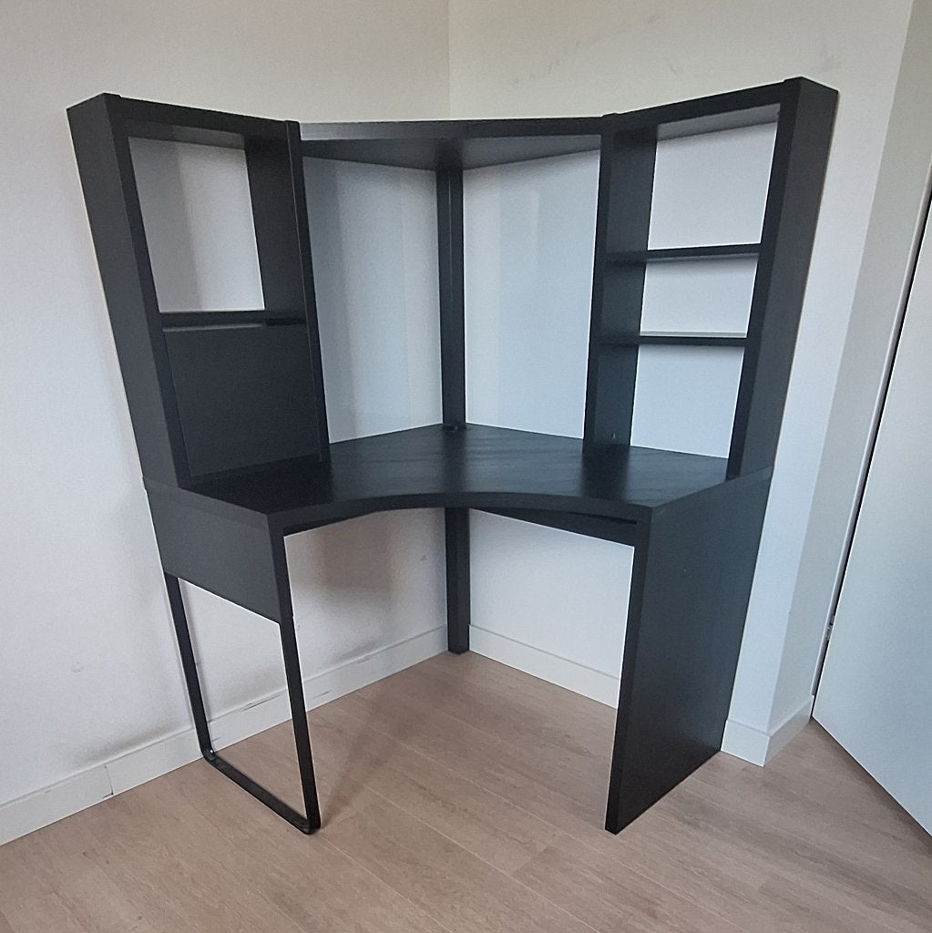 Zwart hoekbureau IKEA MICKE, Huis en Inrichting, Bureaus, Ophalen, Zwart, Gebruikt, Spaanplaat of MDF