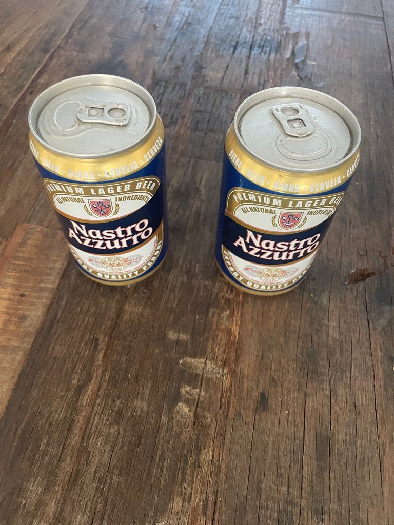 Bier blikjes Nastro Azzurro Valentino Rossi. TT Assen., Ophalen of Verzenden, Zo goed als nieuw, Overige typen, Overige merken