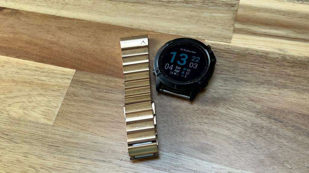 Metalen Garmin horlogeband – rosé goud – 22mm, Verzenden, Gebruikt, Roze