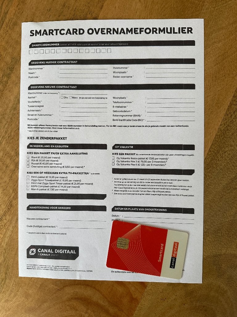 Canal Digitaal Oranje Kaart met overschrijf Formulier, Ophalen of Verzenden, Gebruikt