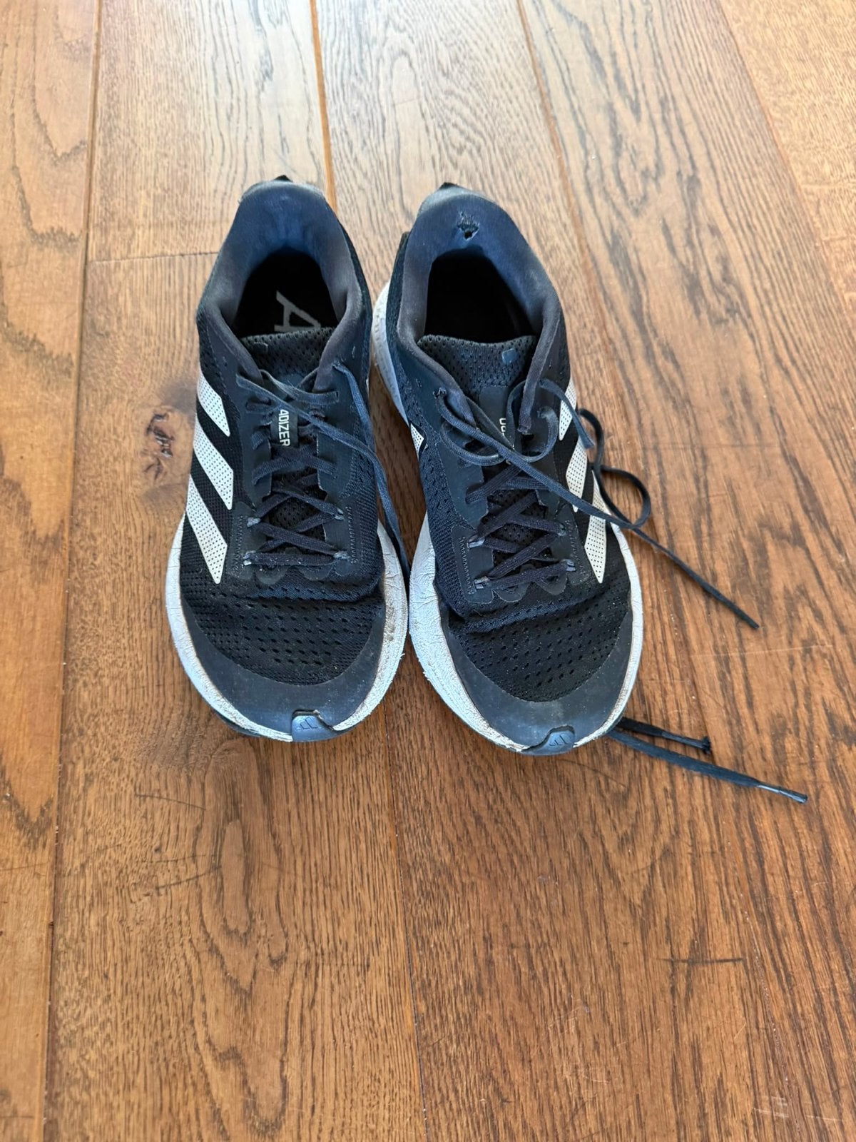Adidas Adizero hardloopschoenen - Zwart/Wit, Ophalen of Verzenden, Gedragen, Zwart, Sneakers of Gympen